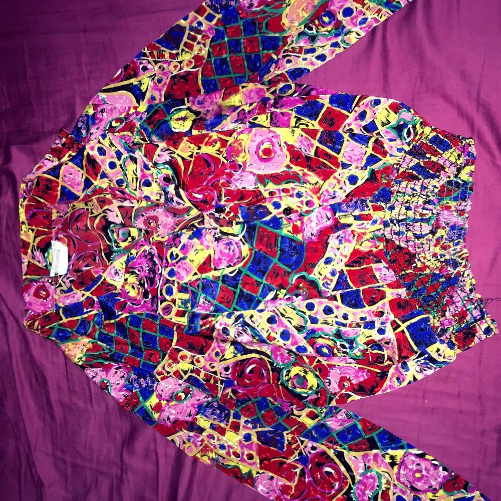 Colourful/Abstract Silk Blouse